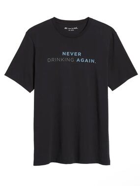 Travis Mathew Black Crewneck Tee with Blue Accent Text
